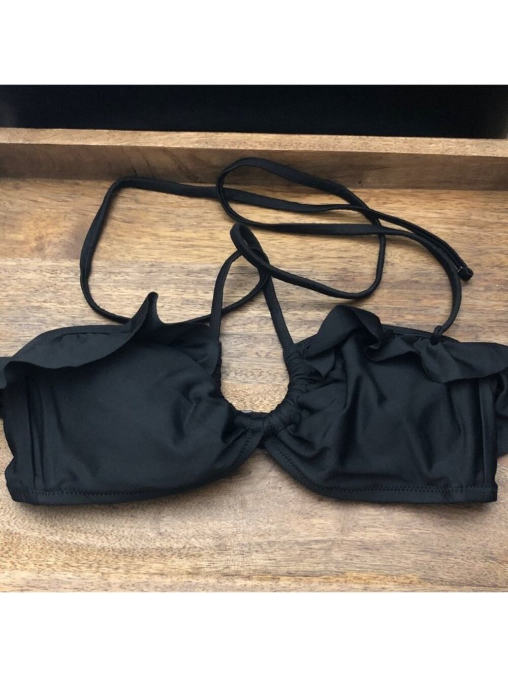 Black Ruffle Bikini Top - Women's Swim
